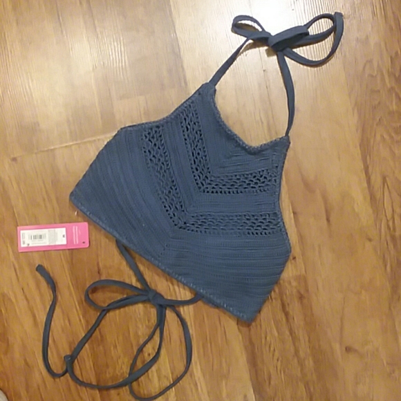 Xhilaration Other - Nwt crochet halter bikini top medium blue